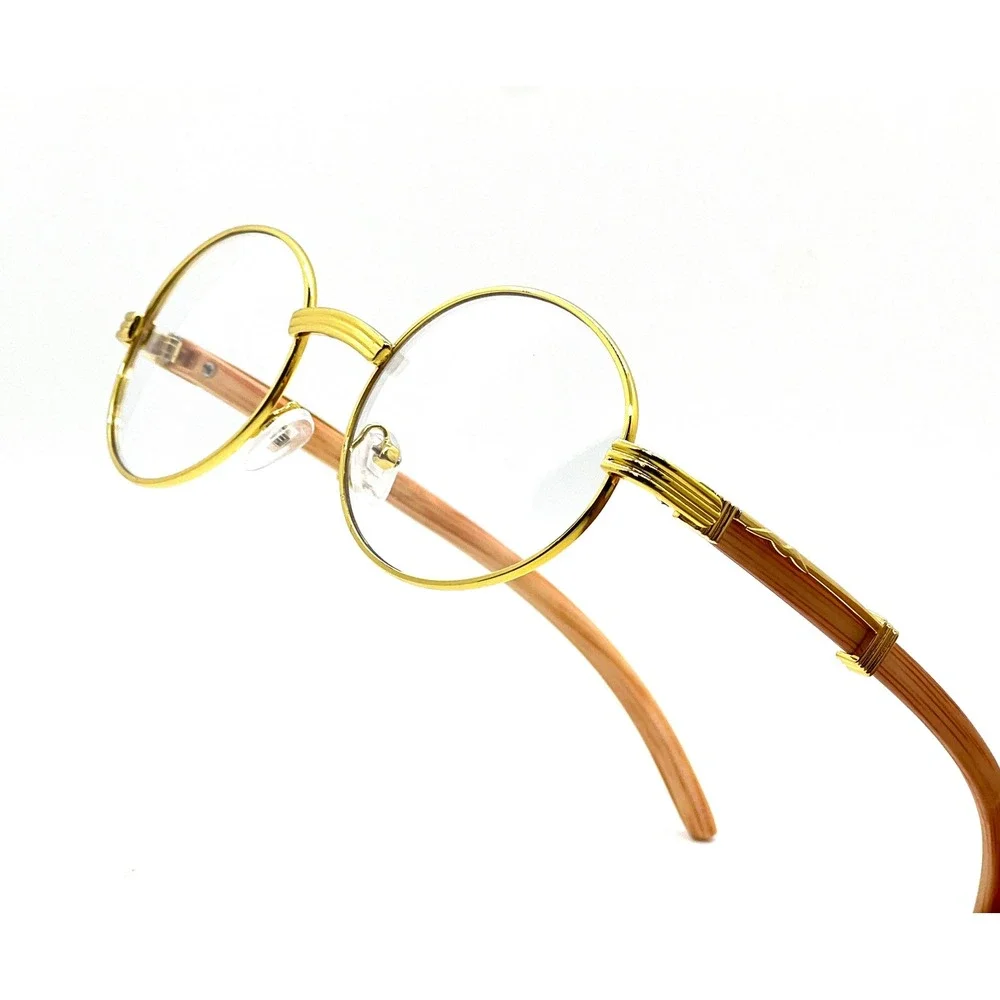 Round Women Eyeglasses Clear Lens Gold Shades Hip‎ Hop Moden Outfit Lentes New